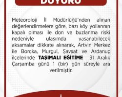 TAŞIMALI EĞİTİME 1 GÜN KAR TATİLİ