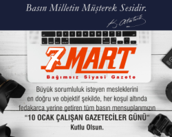 10 OCAK ÇALIŞAN GAZETECİLER GÜNÜ KUTLU OLSUN