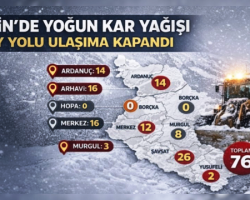 Artvin genelinde 76 köy yolu kapandı