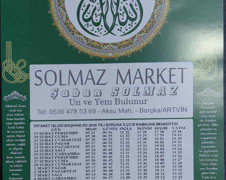 SOLMAZ MARKET’e Ramazan İmsakiyesi Baskı İşimiz