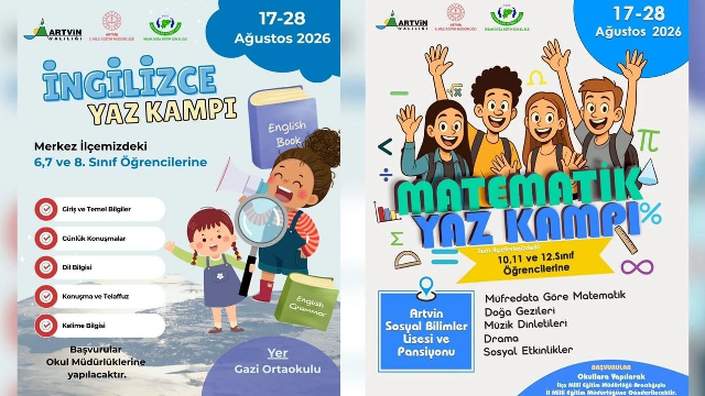 Artvin’de İngilizce ve Matematik yaz kampları düzenlenecek