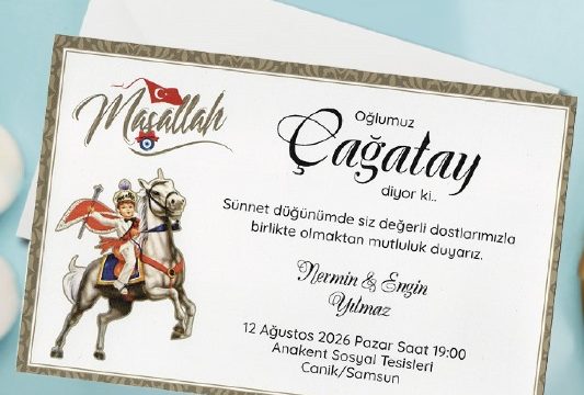 SÜNNET DÜĞÜNÜ DAVETİYESİ ÖRNEĞİMİZ