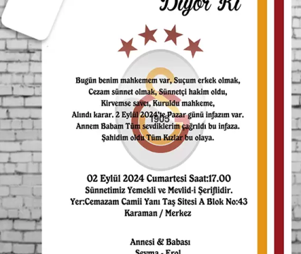 SÜNNET DÜĞÜNÜ DAVETİYESİ ÖRNEĞİMİZ