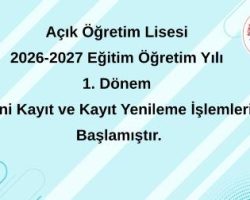 AÖL 1. Dönem Yeni Kayıt Ve Kayıt Yenileme İşlemleri Başladı