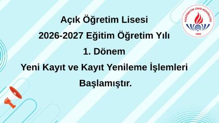 AÖL 1. Dönem Yeni Kayıt Ve Kayıt Yenileme İşlemleri Başladı