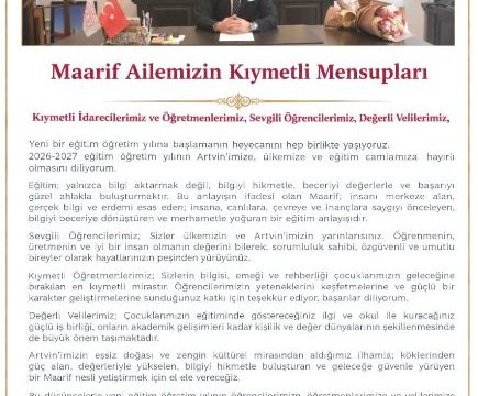 İl MEM Şahin’den “2026-2027 eğitim öğretim yılı mesajı”