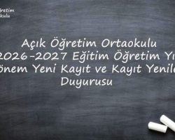 AÖO 1. Dönem Yeni Kayıt Ve Kayıt Yenileme İşlemleri Başladı