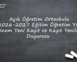 AÖO 1. Dönem Yeni Kayıt Ve Kayıt Yenileme İşlemleri Devam Ediyor